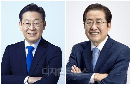 이재명(왼쪽) 더불어민주당 대표와 홍준표 대구시장. <디지털타임스 DB, 민주당 제공>